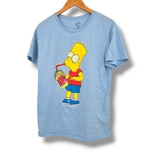 The Simpsons Bart Simpson Crazy Eyes Slushie Light‎ Blue Graphic T-Shirt